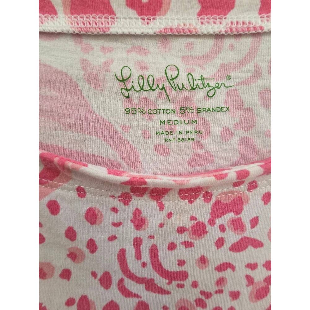 LILLY PULITZER ANDIE Top Back it Up Ostrich T Shirt White/Pink Medium A001263 - Picture 7 of 7